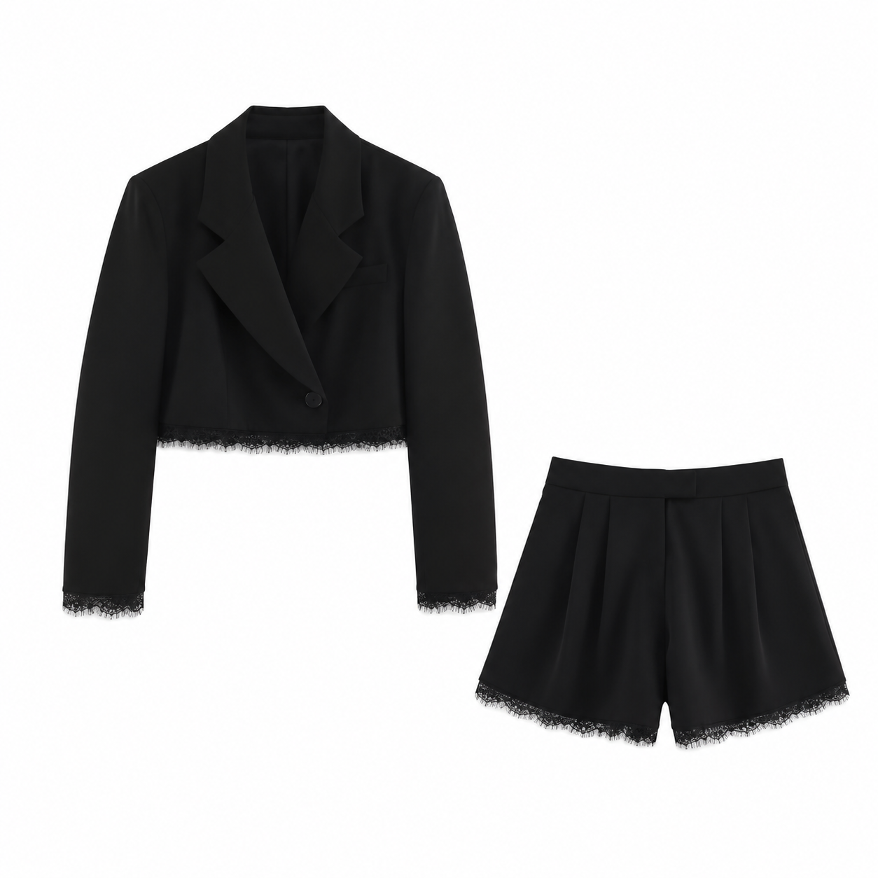 Celina Set – Elegantes Blazer & Shorts Set mit Spitze