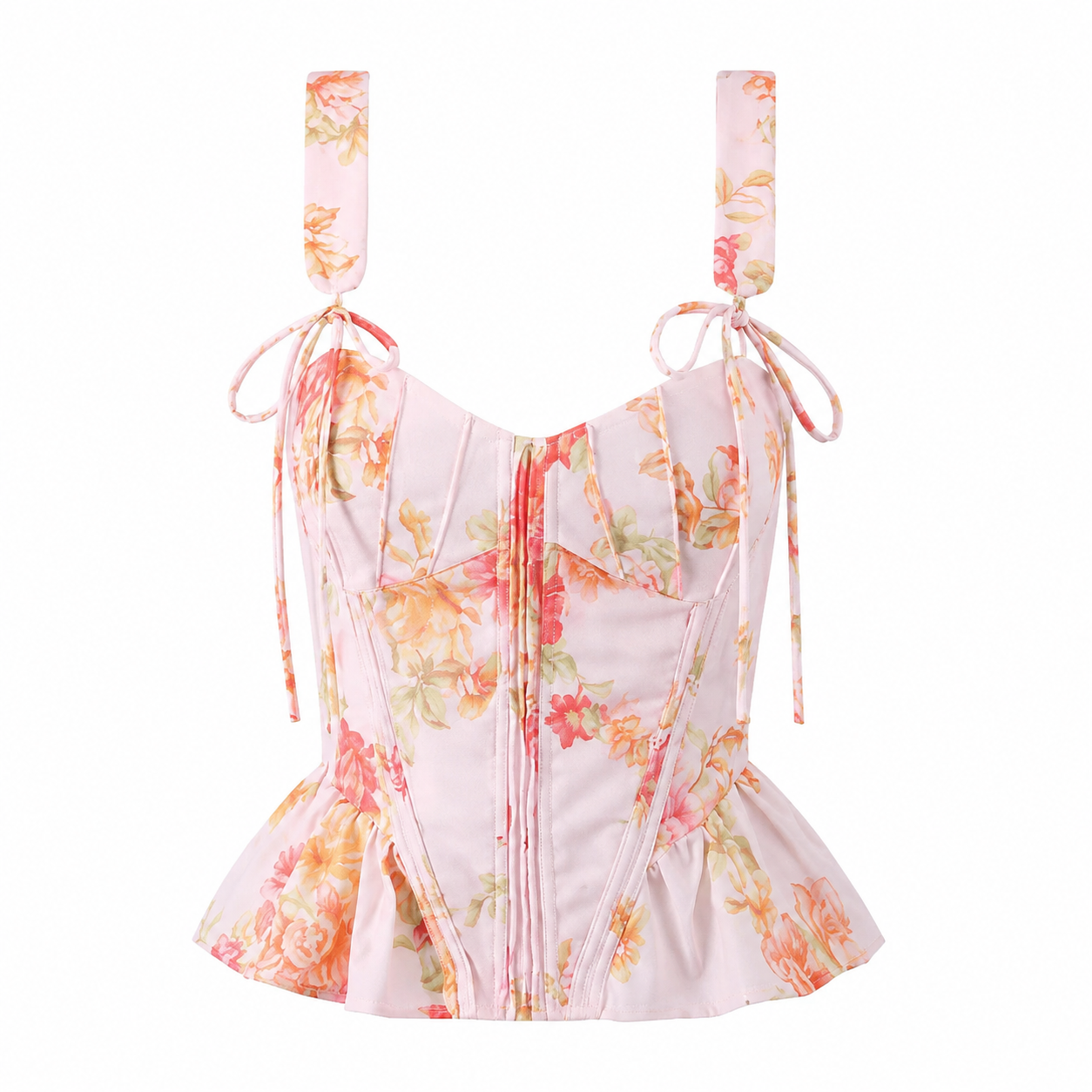 Aveline Weißes Corset Top – Elegantes Damen Bustier mit Schleifen & Peplum