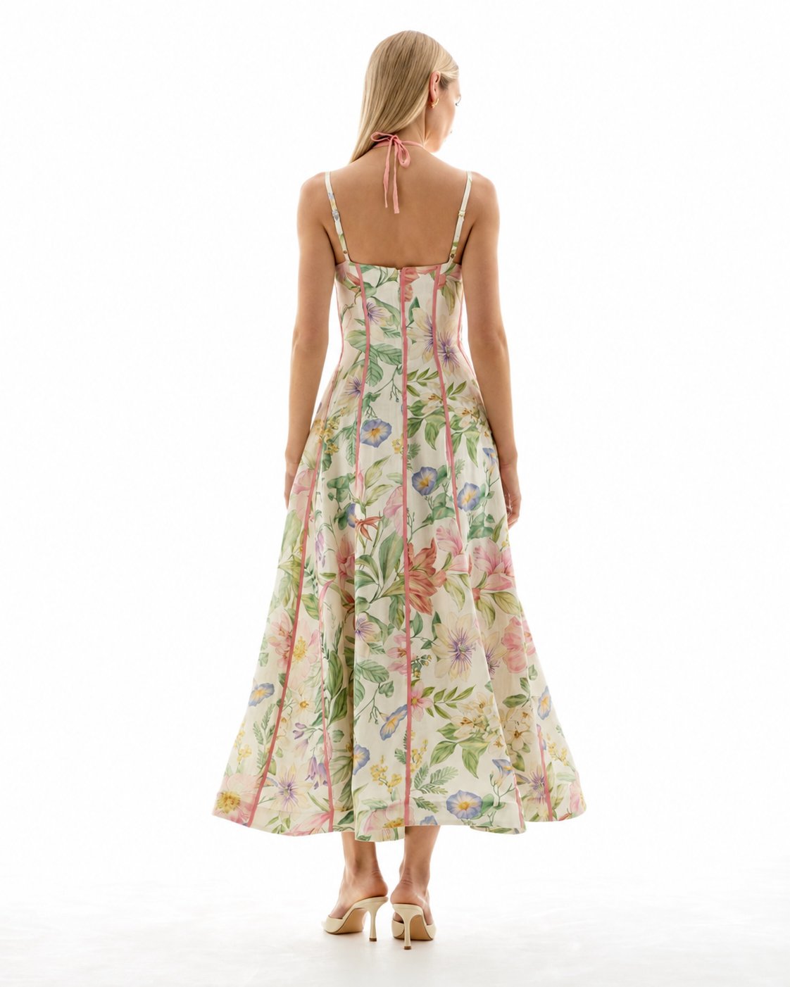 FLORA KLEID – Elegantes Maxikleid mit Blumenmuster und rosa Akzenten