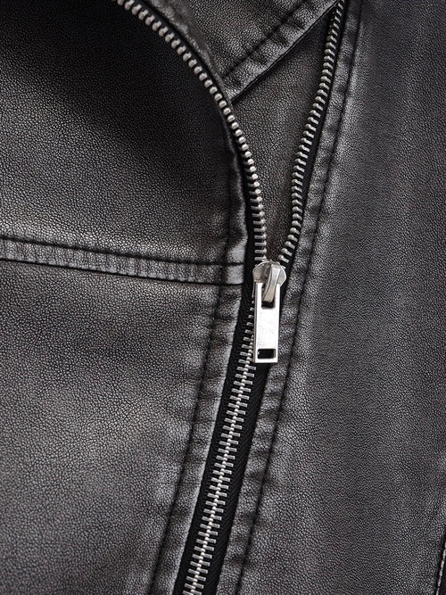 ANTRACITE REBEL FAUX LEATHER JACKET – Oversized Biker Style