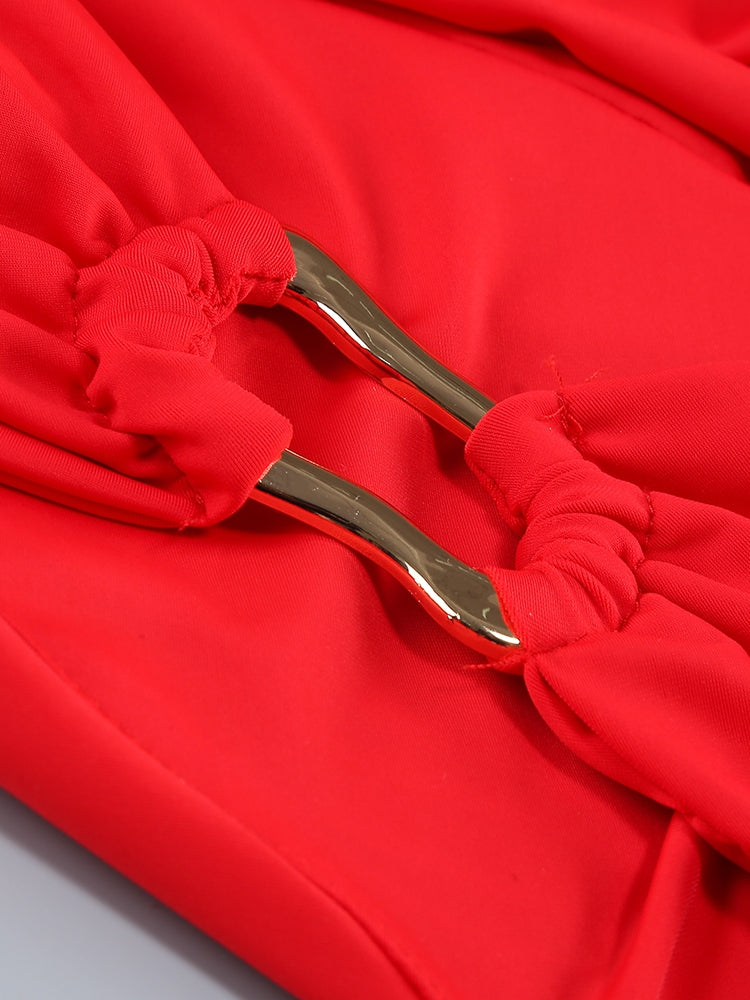 Rotes Abendkleid mit Schlitz