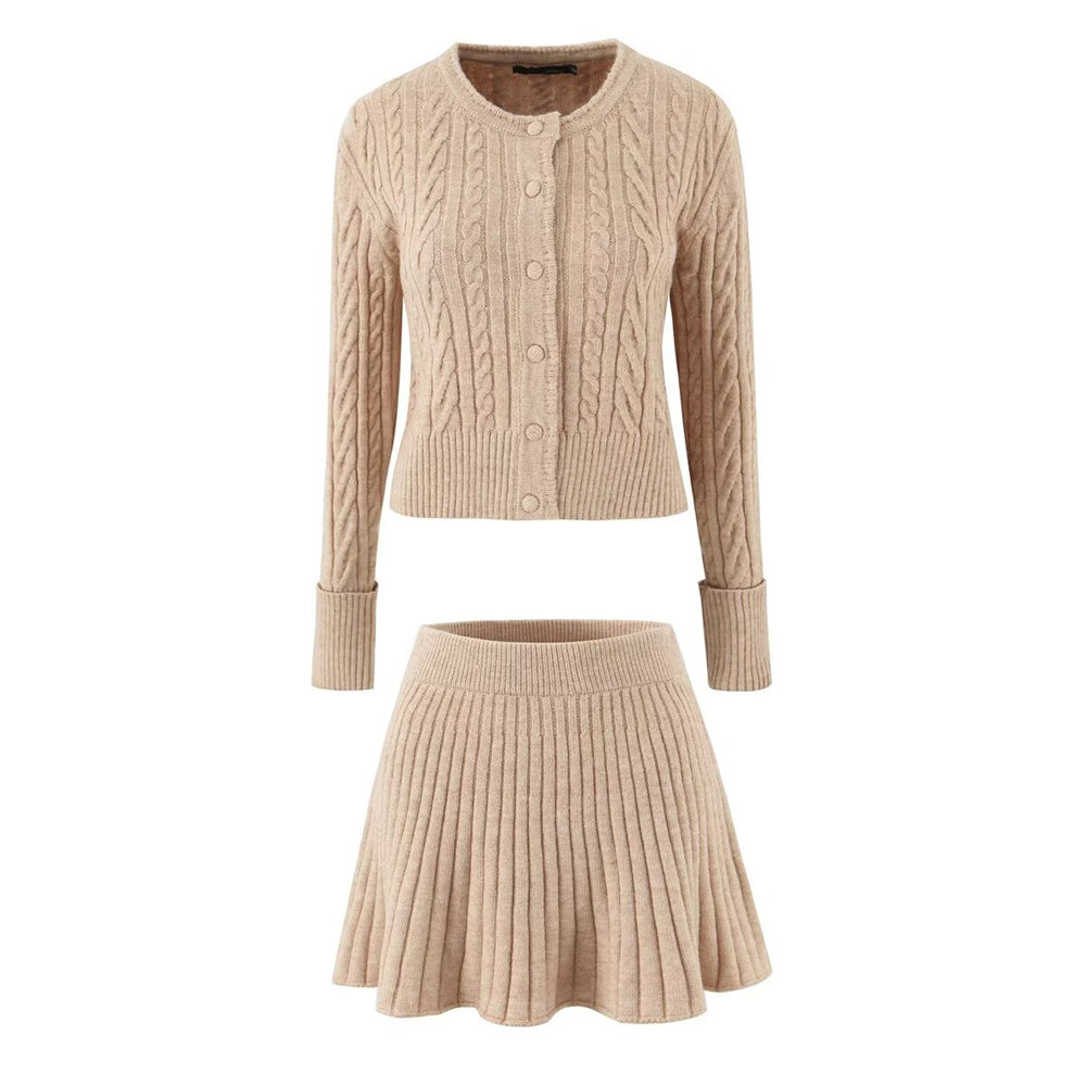 Strickkleid mit Rundhalsausschnitt und Minirock im Twisted-Design