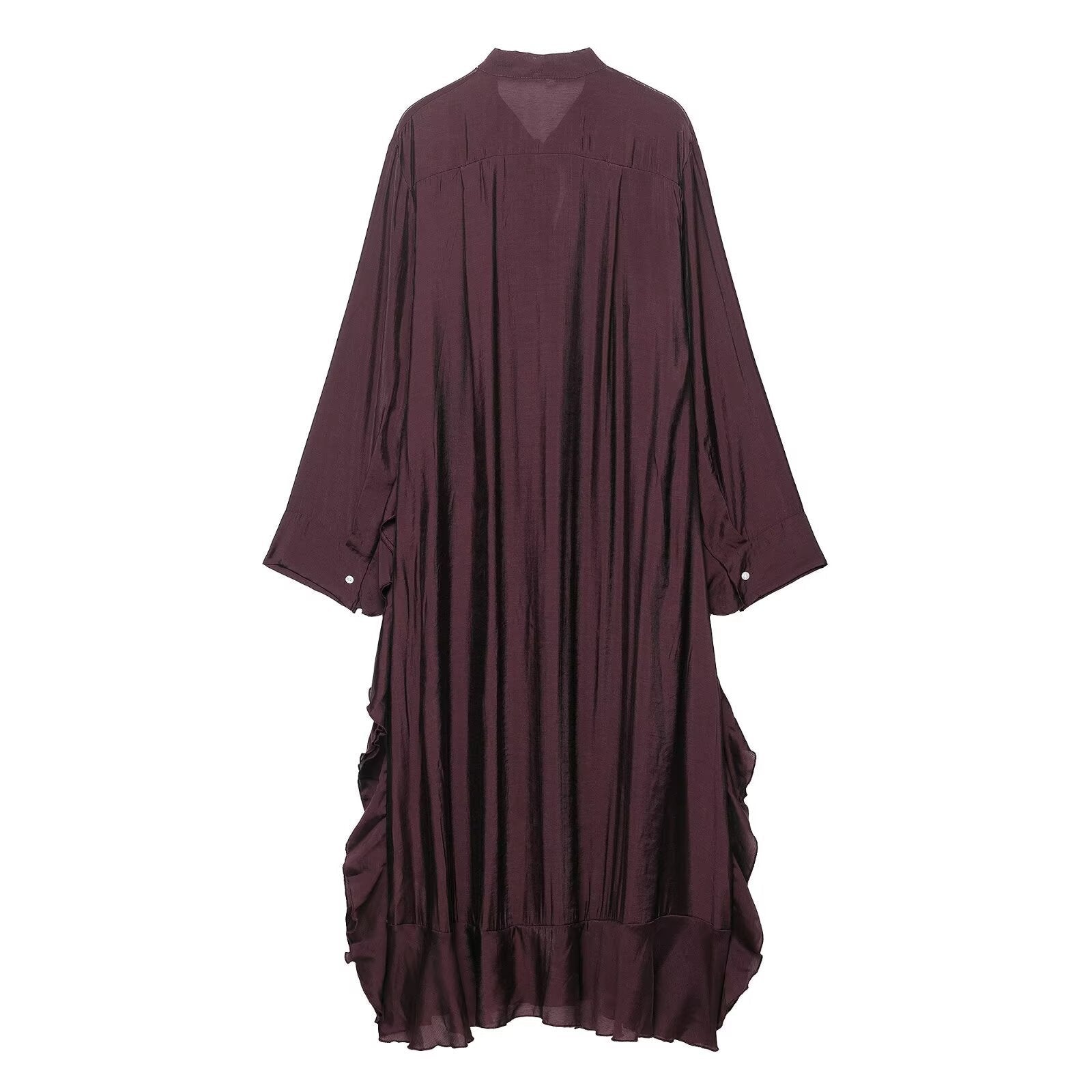 Elegantes, langes Kleid mit Fledermausärmeln, Rüschen