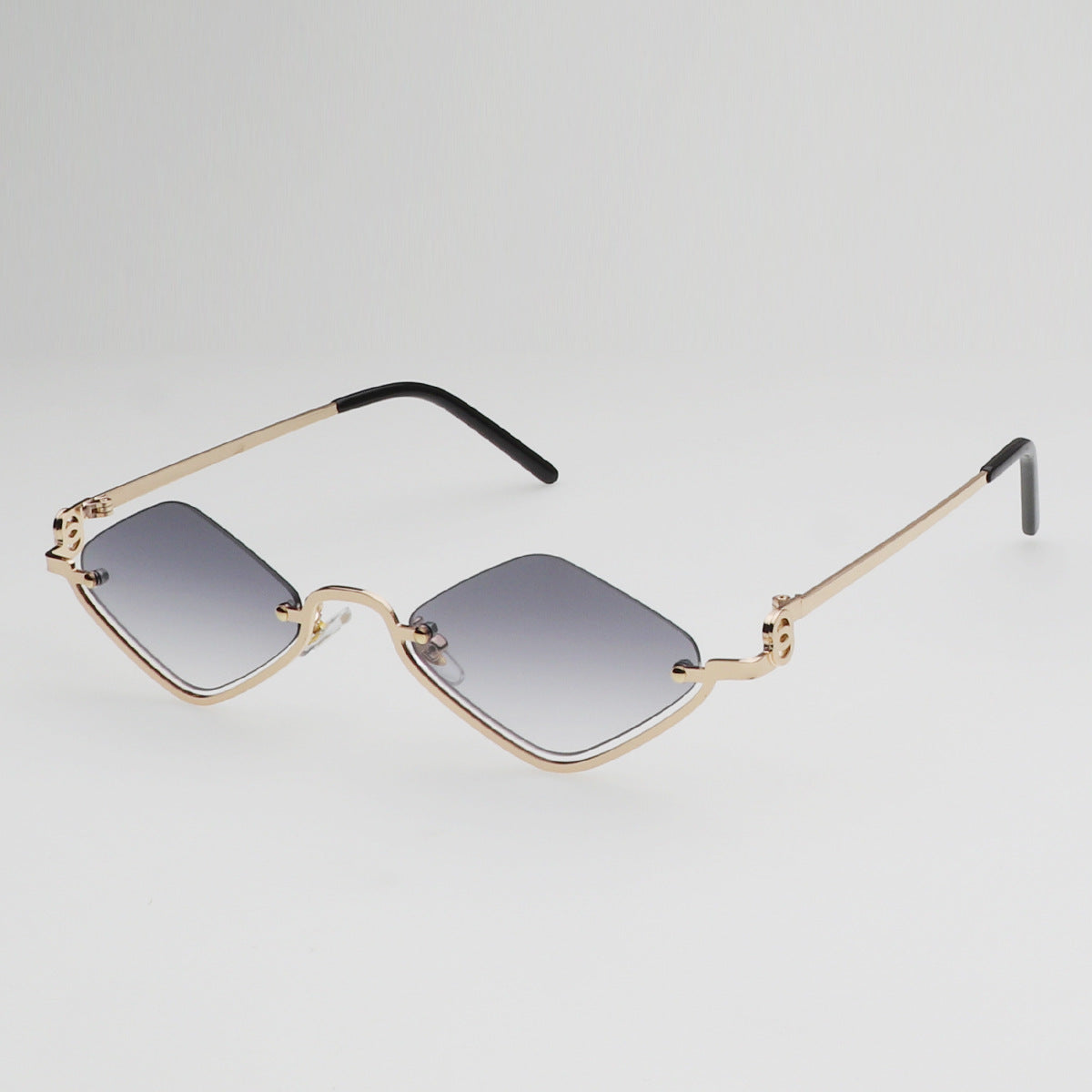 Vintage Small Polygon Sunglasses | Diamond-Shaped Gold-Tone Rimless Shades