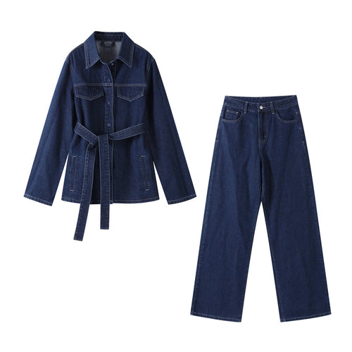 BELTED UTILITY DENIM SET – Shacket & Wide-Leg Jeans