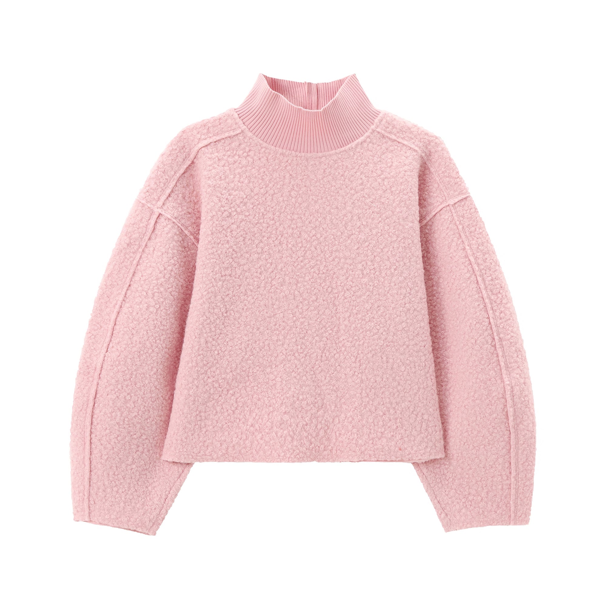 Cozy Mock Neck Sweatshirt with Wide Sleeves – Relaxed Fit Pullover