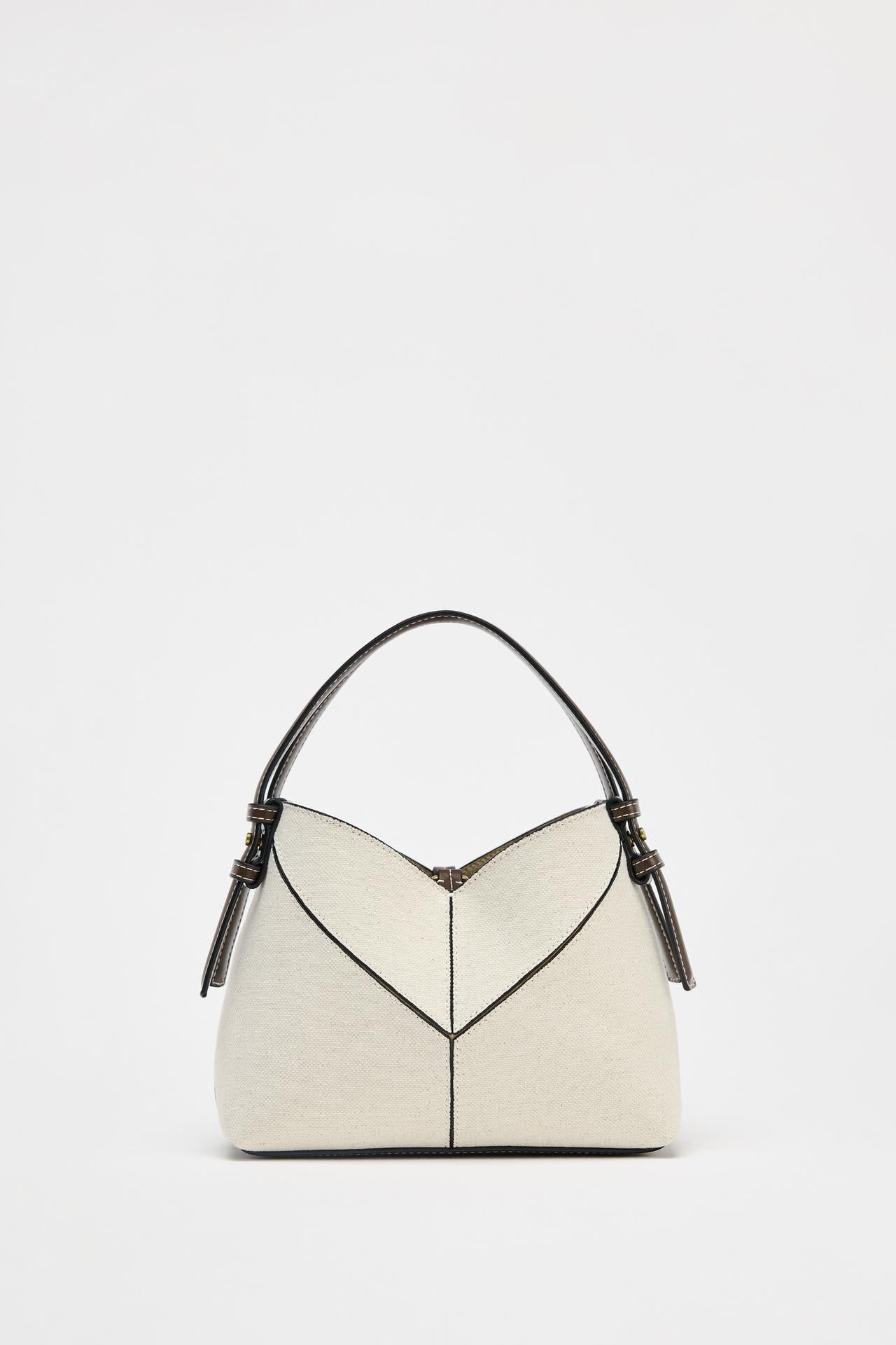 Contrast Canvas Mini Shopper Bag | Designer-Look Handbag with Woven Handle Detail