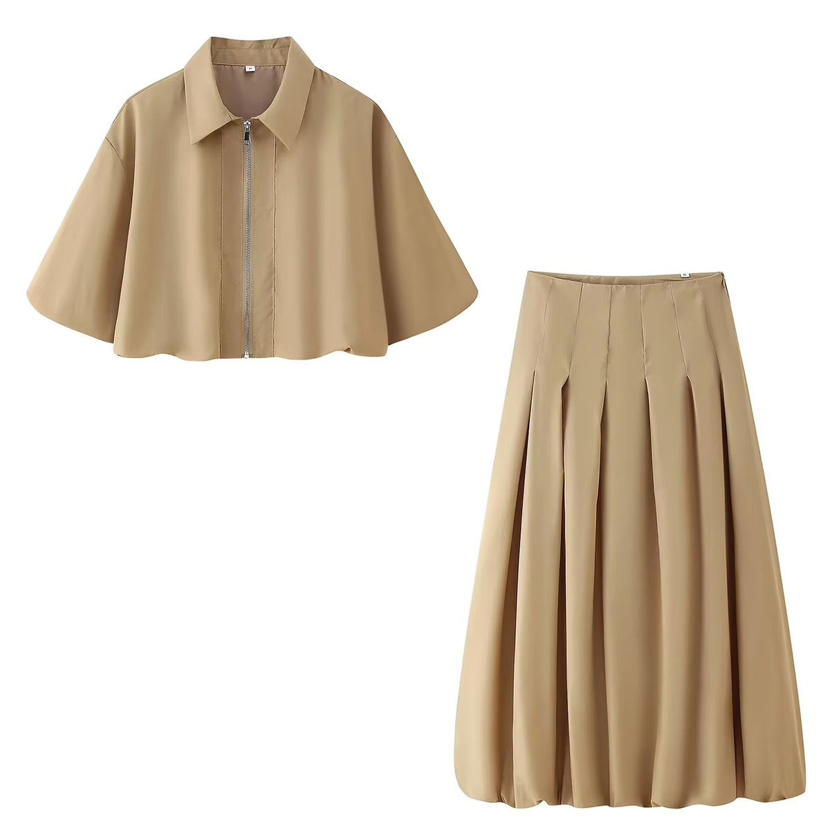 SOHO CHIC  SET – Cropped Capelet Jacket & Midi Skirt