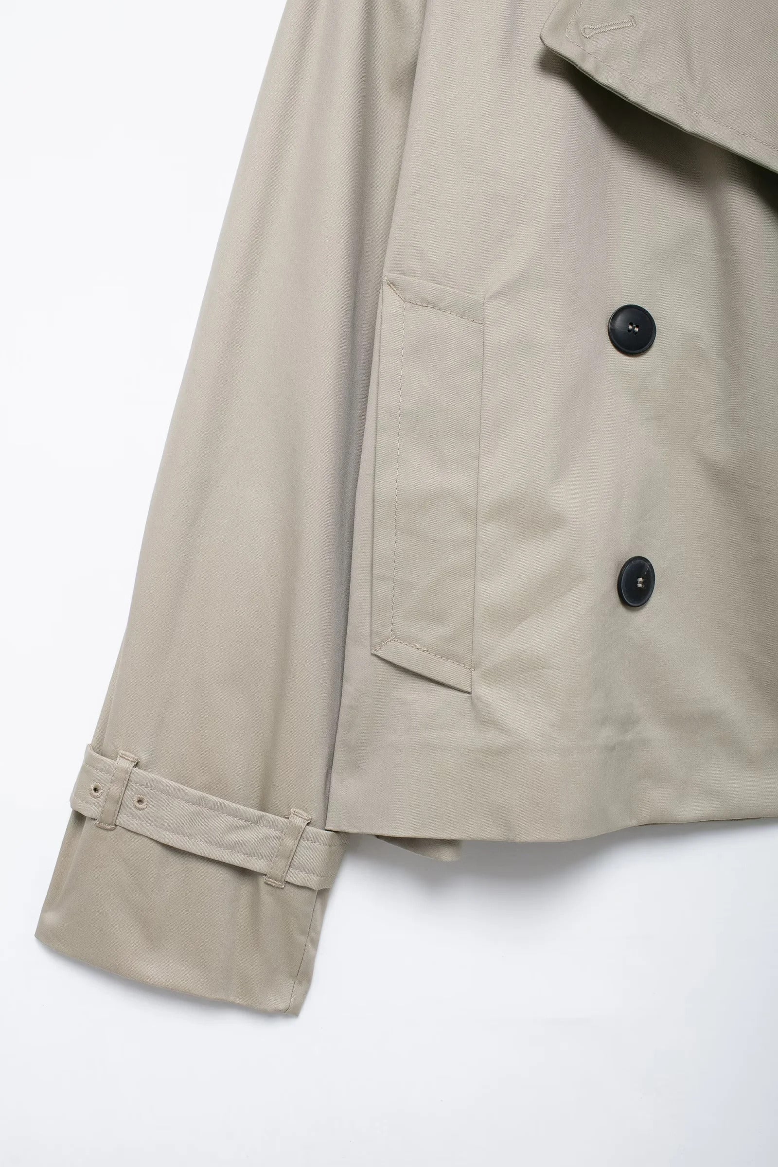 Cropped Trench-Style Double-Breasted Jacket