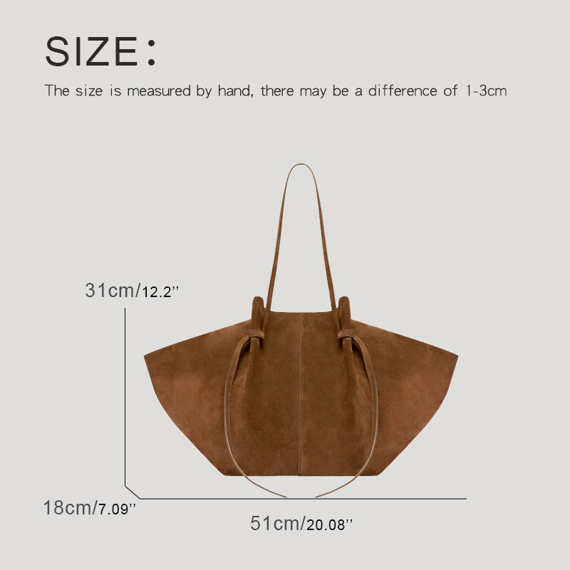 Luxury Suede Leather Tote – Chic Mochi Style Shoulder Bag for Women
