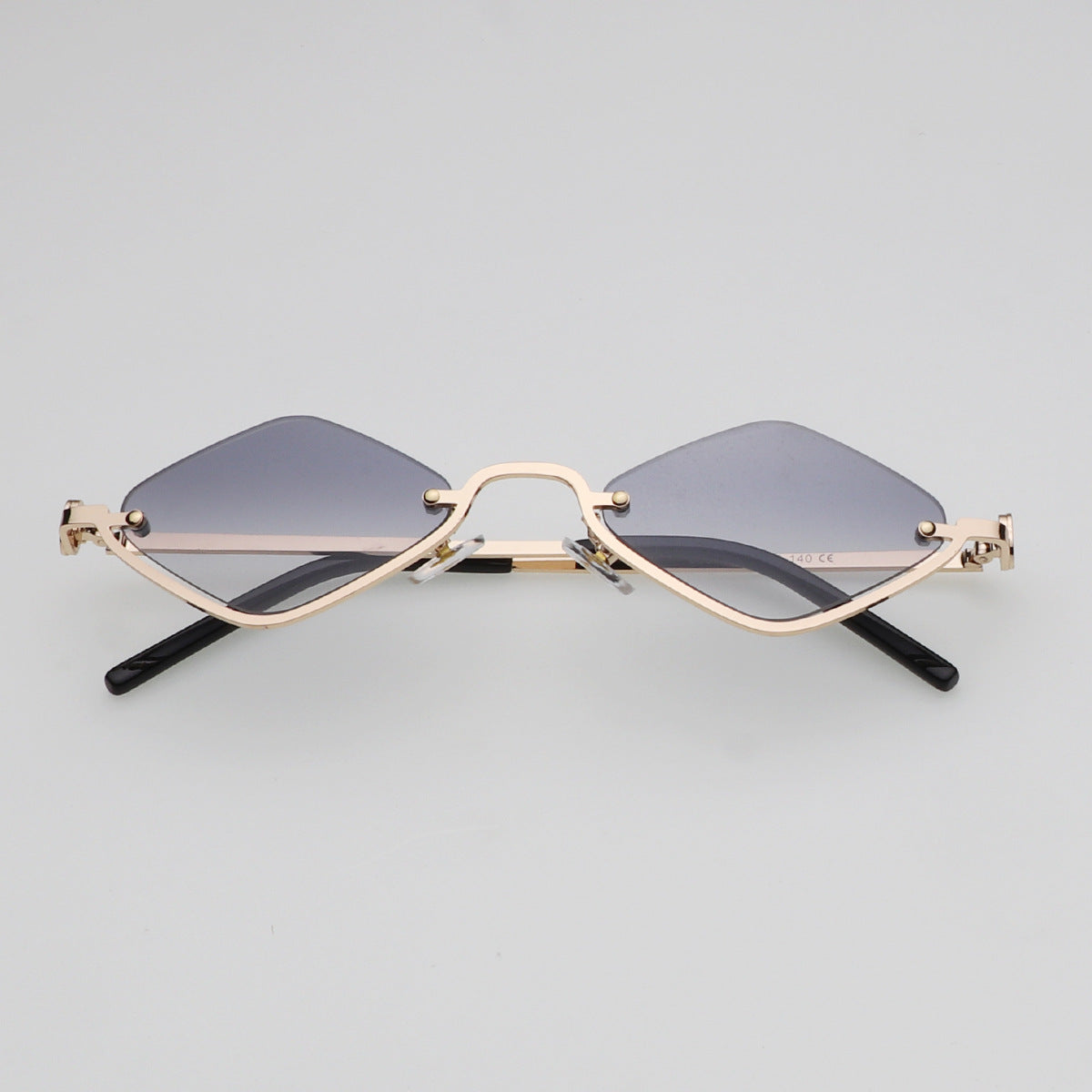 Vintage Small Polygon Sunglasses | Diamond-Shaped Gold-Tone Rimless Shades