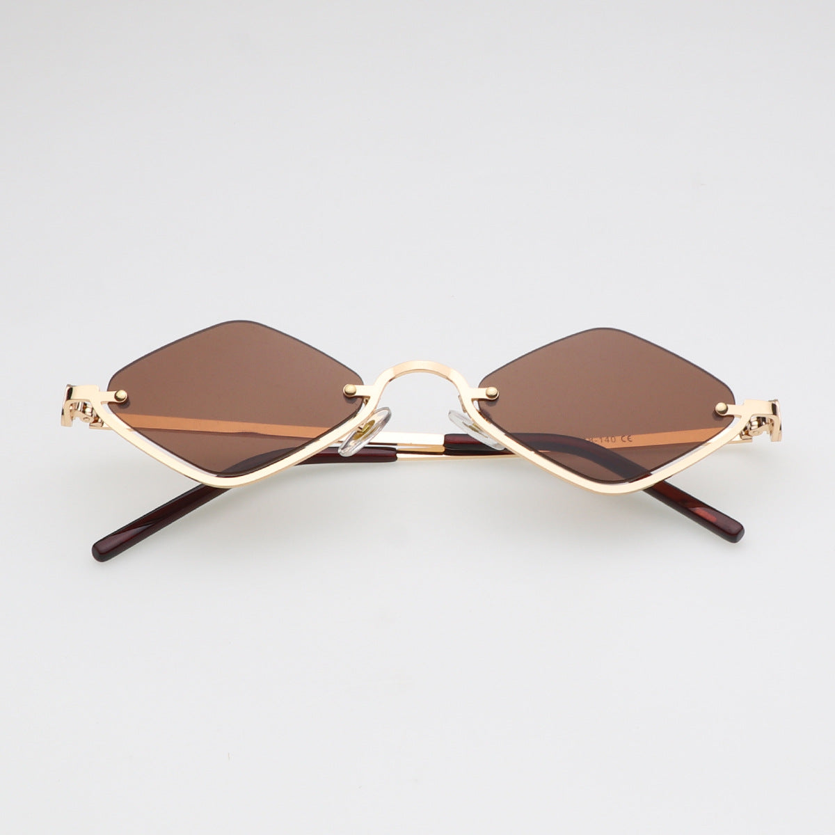 Vintage Small Polygon Sunglasses | Diamond-Shaped Gold-Tone Rimless Shades