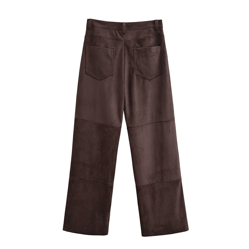 DARK VELVET SCULPTED COORDINATE – Suede-Look Shirt & Tailored Trousers