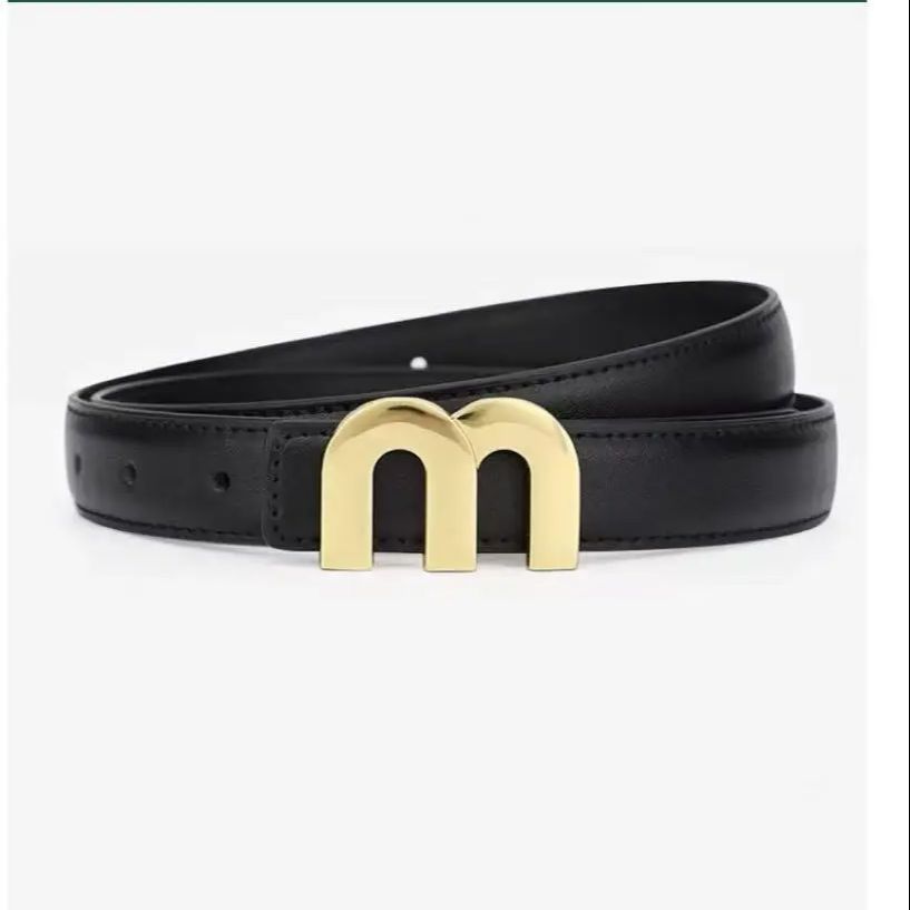 Women's Decorative Belt with Gold-Tone M-Buckle | Medium-Width Statement Accessory