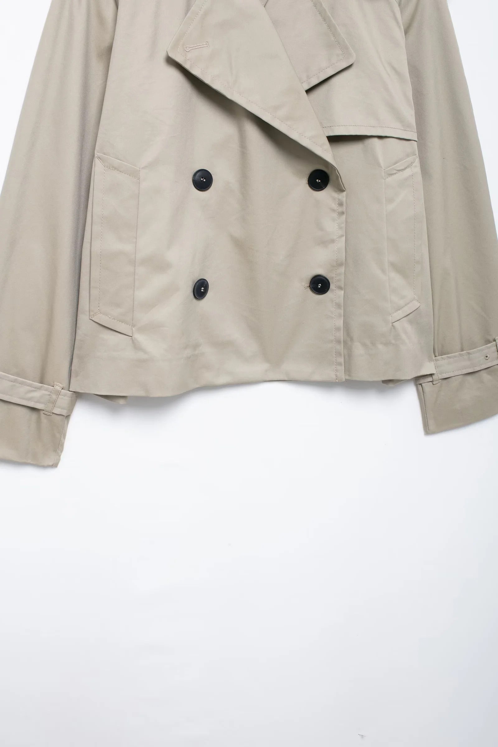Cropped Trench-Style Double-Breasted Jacket