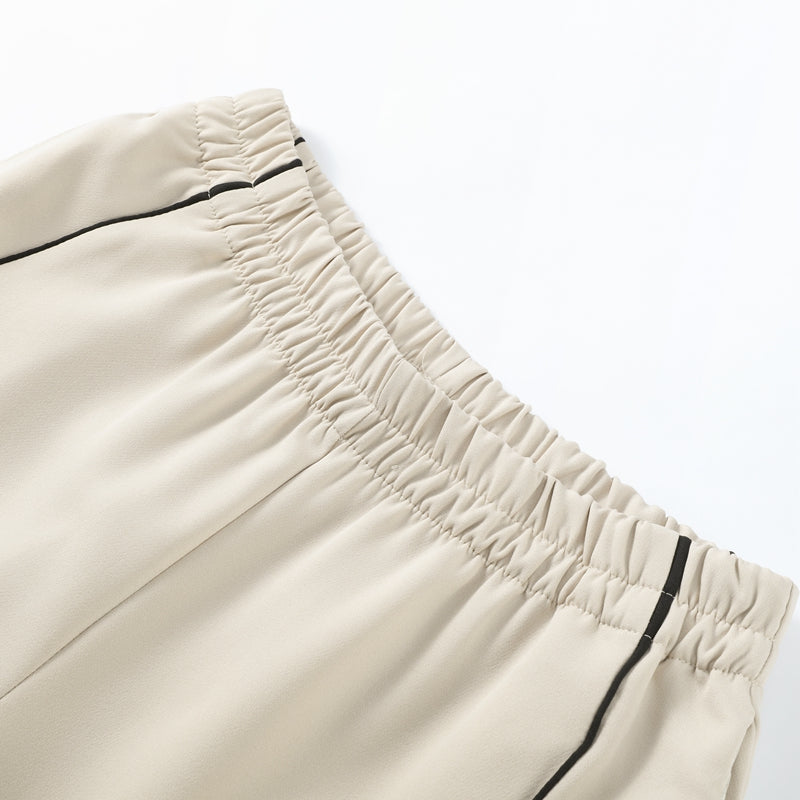 Gestreiftes Trainingsanzug-Set mit Stehkragen und Hose mit weitem Bein