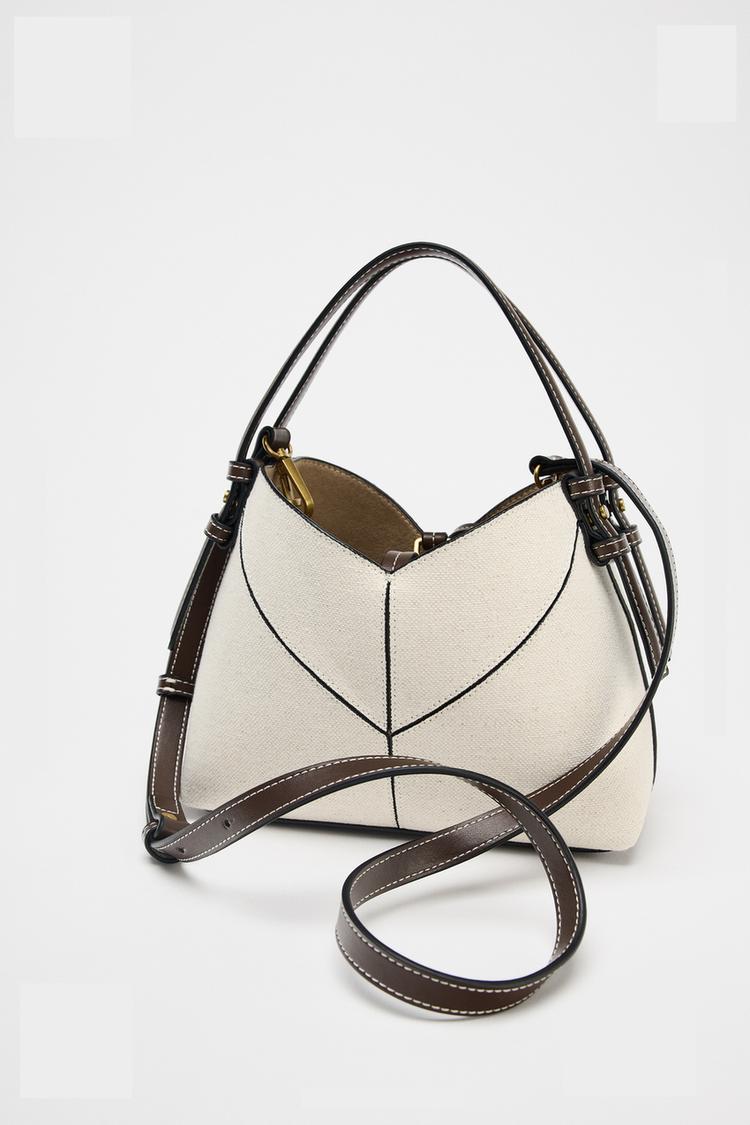 Contrast Canvas Mini Shopper Bag | Designer-Look Handbag with Woven Handle Detail