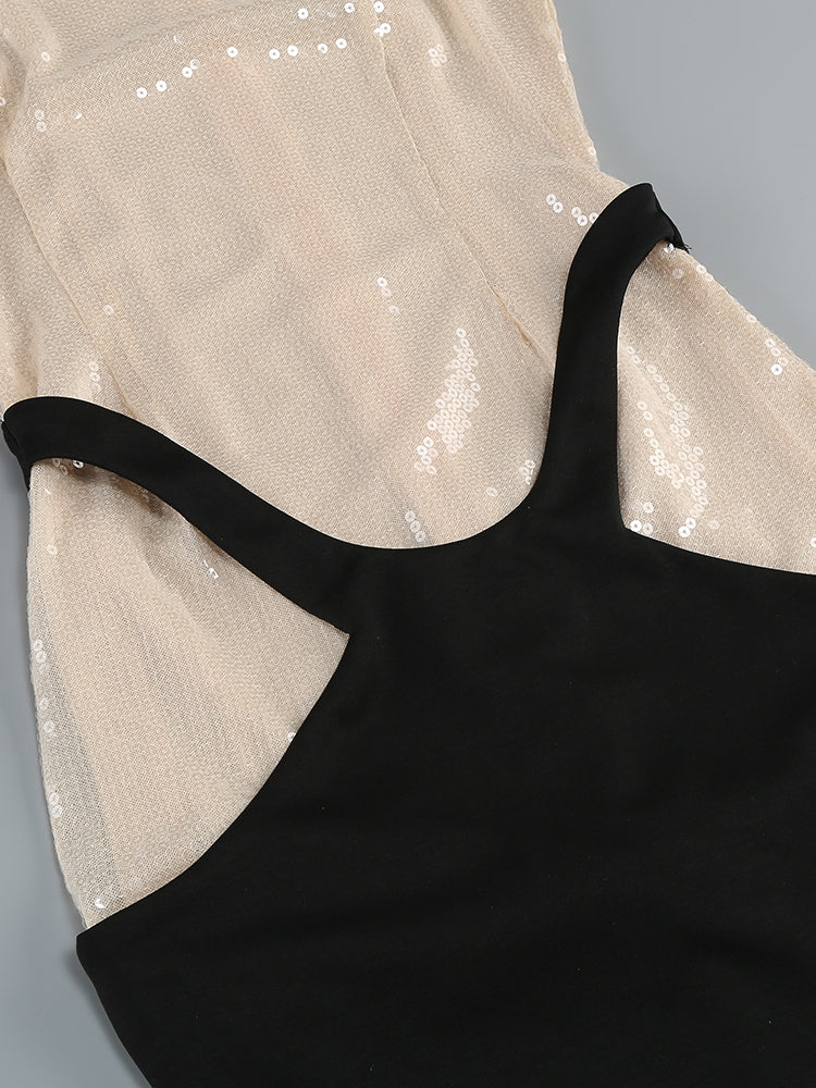 Paillettenkleid mit Kontrast-Details