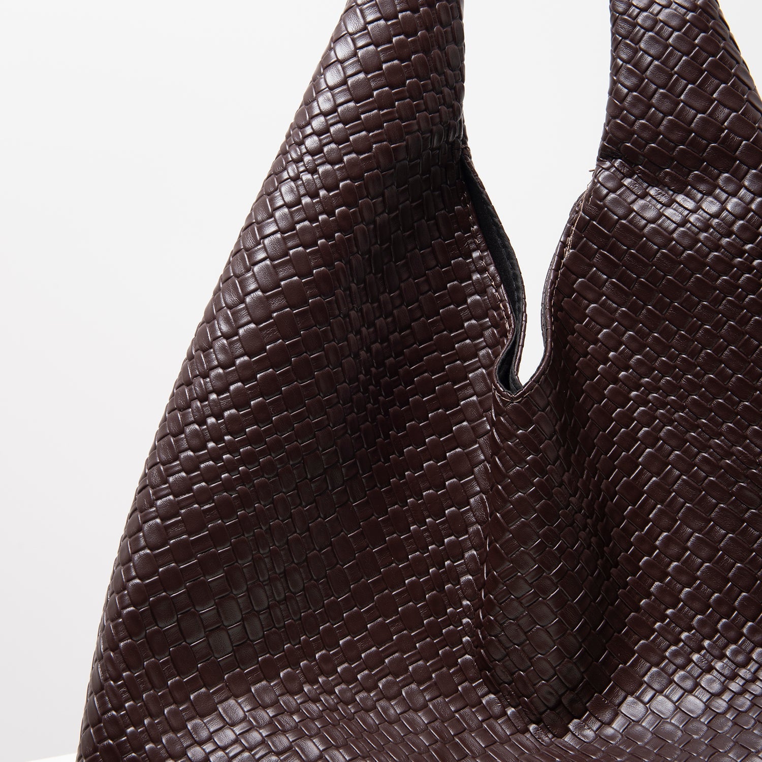 Woven Faux Leather Shoulder Bag | Oversized Hobo with Matching Pouch