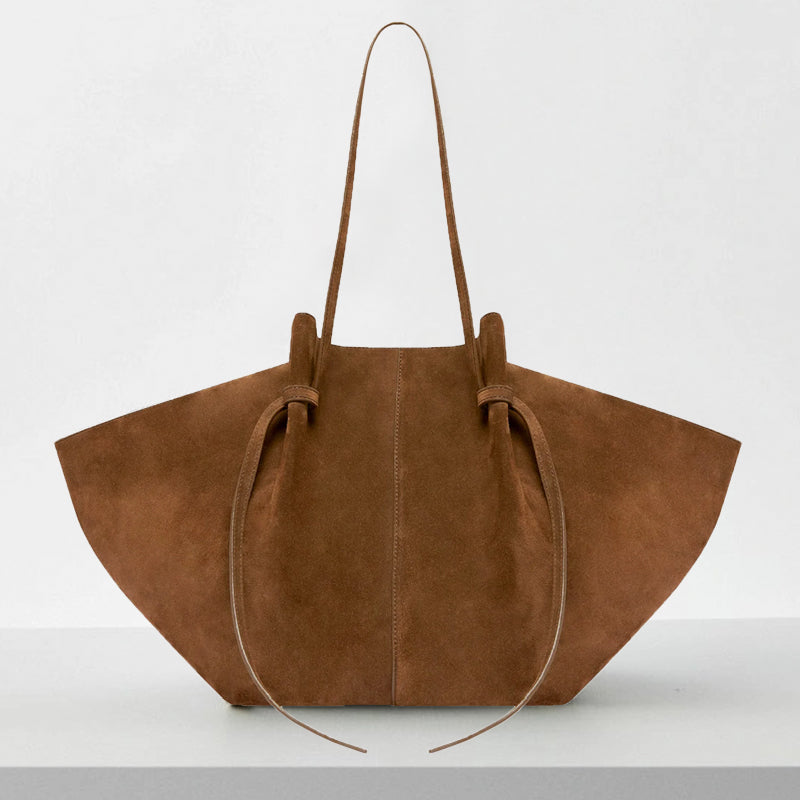 Luxury Suede Leather Tote – Chic Mochi Style Shoulder Bag for Women