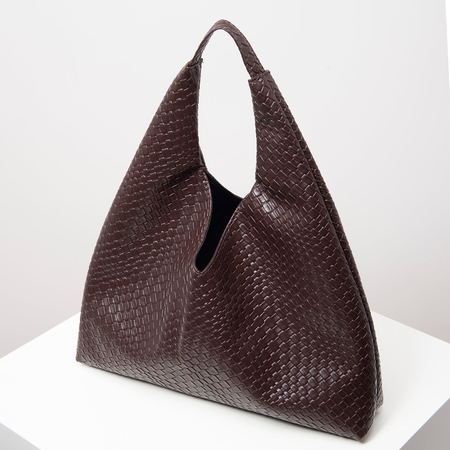 Woven Faux Leather Shoulder Bag | Oversized Hobo with Matching Pouch