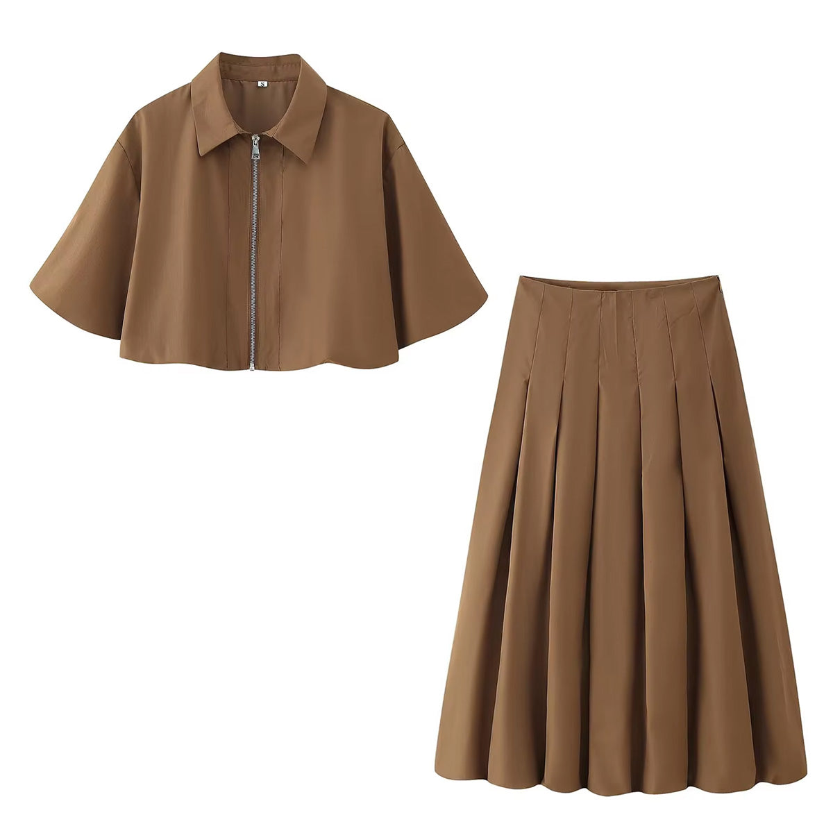 SOHO CHIC  SET – Cropped Capelet Jacket & Midi Skirt