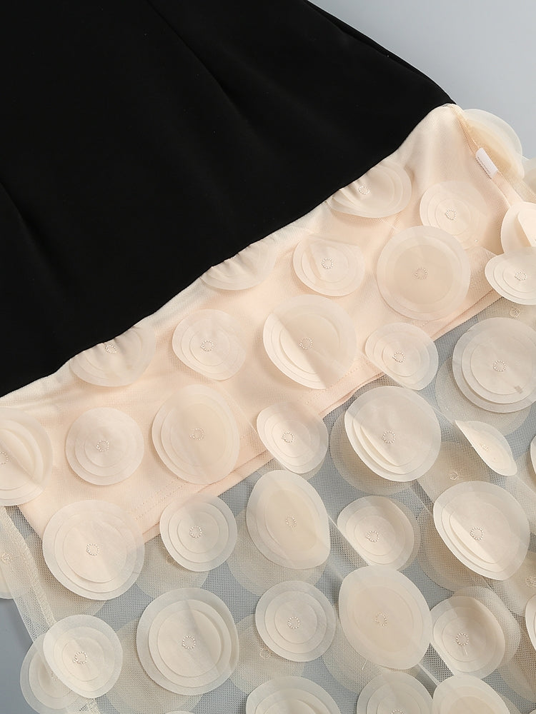 Gepunktetes Mesh-Kleid in A-Linie