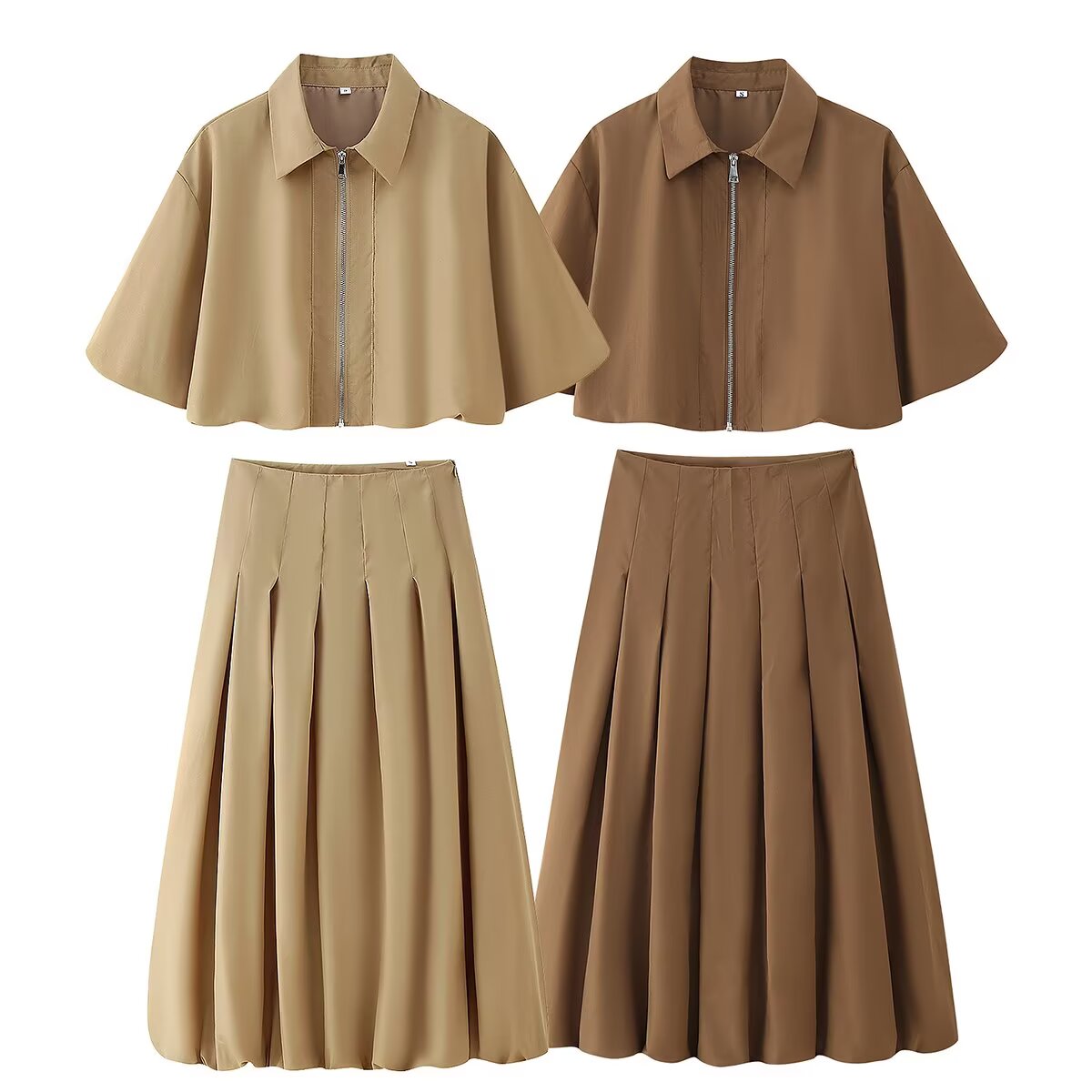 SOHO CHIC  SET – Cropped Capelet Jacket & Midi Skirt