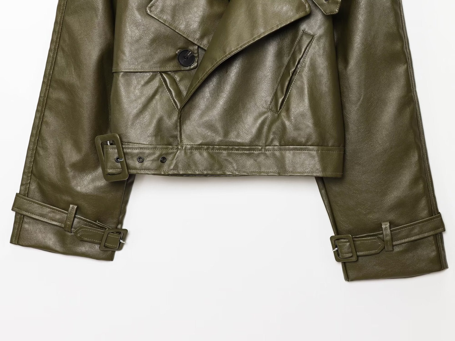 CHIC CROPPED PU LEATHER  BIKER JACKET