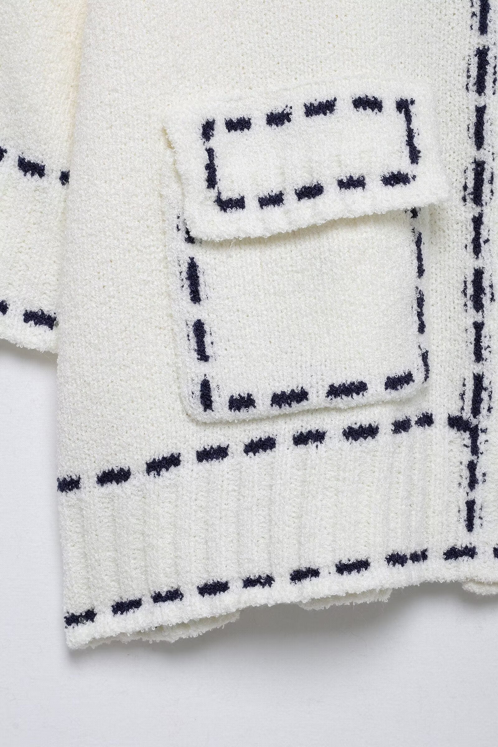 Chic French Style Knit Cardigan – Round Neck Sweater Jacket with Contrast Stitching