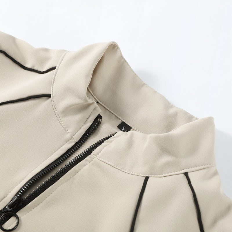 Gestreiftes Trainingsanzug-Set mit Stehkragen und Hose mit weitem Bein