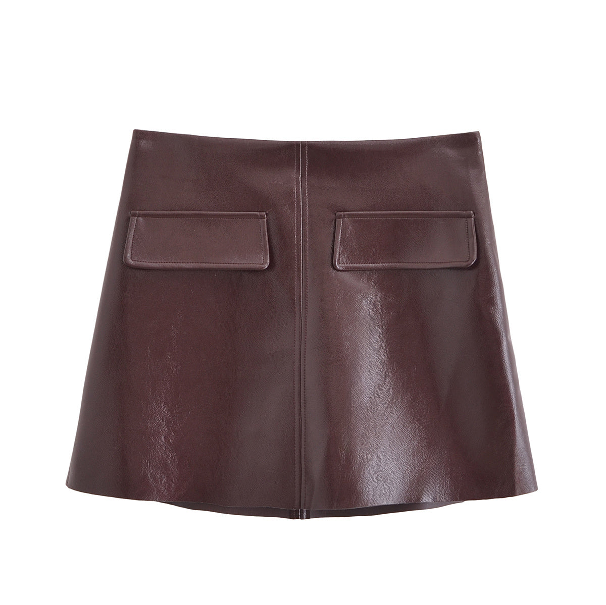 BORDEAUX ECLIPSE SET – Faux Leather Shirt & Mini Skirt