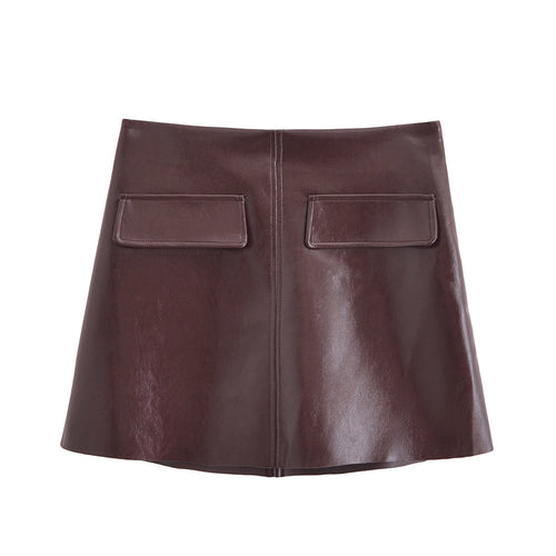 BORDEAUX ECLIPSE SET – Faux Leather Shirt & Mini Skirt