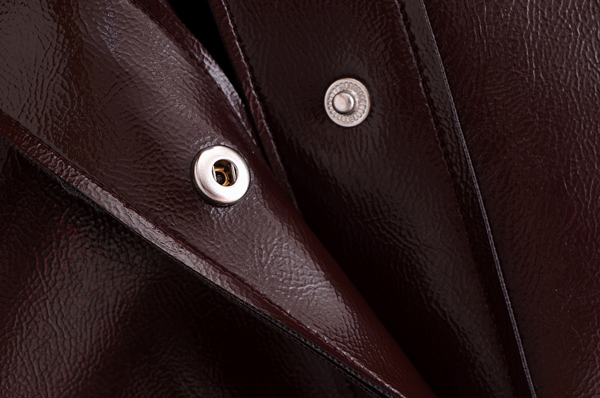 BORDEAUX ECLIPSE SET – Faux Leather Shirt & Mini Skirt