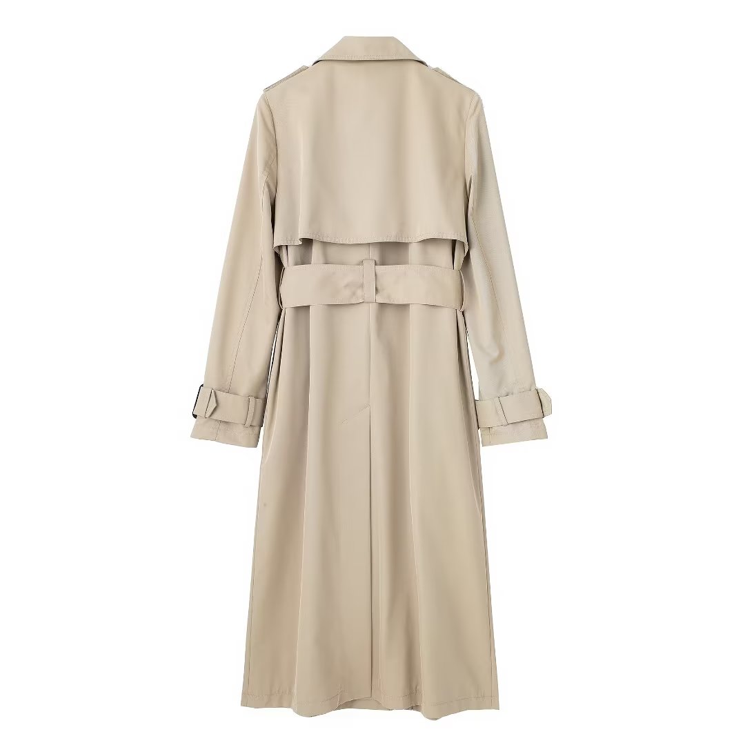 Classic Slim-Fit Trench Coat for Women | Notched Lapel & Adjustable Belt | Essential Beige Outerwear