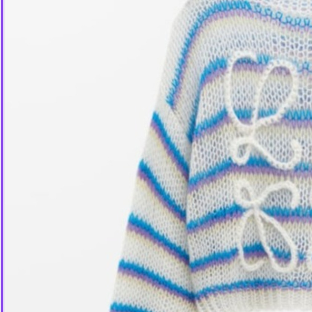 Soft Striped Women's Knit Sweater with Openwork Detail – Long Sleeve & Round Neck Pullover