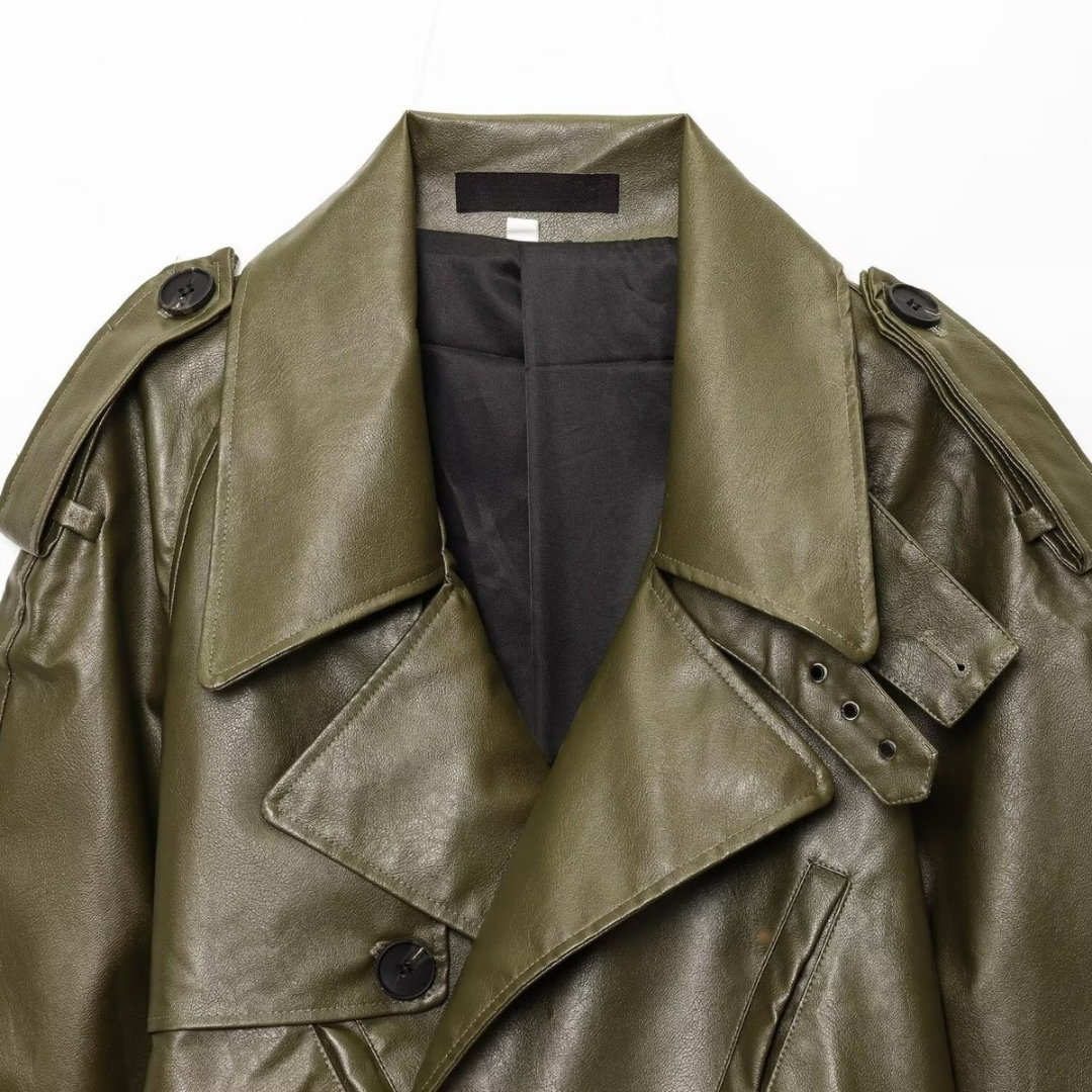 CHIC CROPPED PU LEATHER  BIKER JACKET