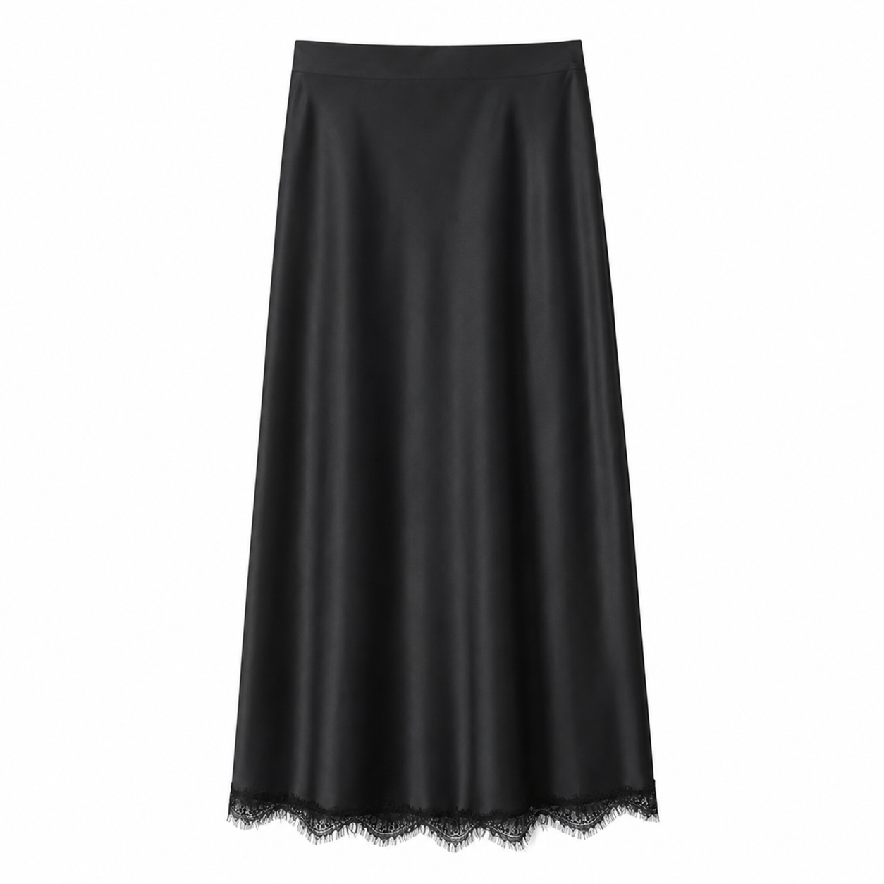 Serena Satin Set – Elegantes Damen Zweiteiler Set in Schwarz mit Spitze