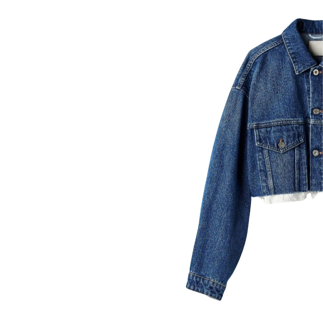 Cropped Denim Logo Jacket – Inspired by High-End Street Style