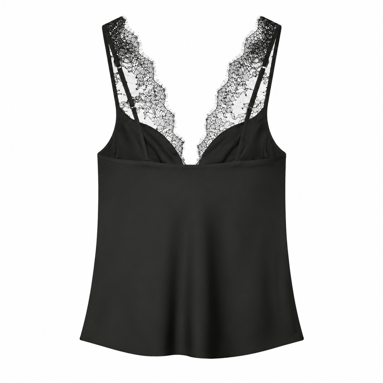 Noir Élise Top – Elegantes Schwarzes Spitzen Top aus Satin für Damen