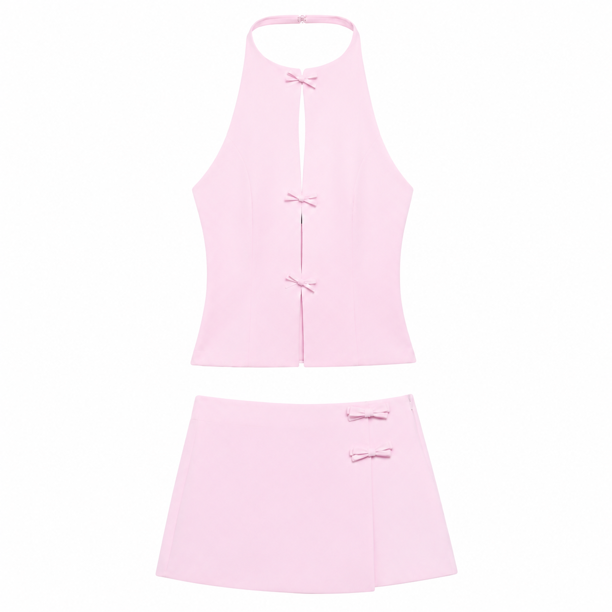 Elisé Bow Set – Feminines Damen Zweiteiler Set mit Schleifen Details