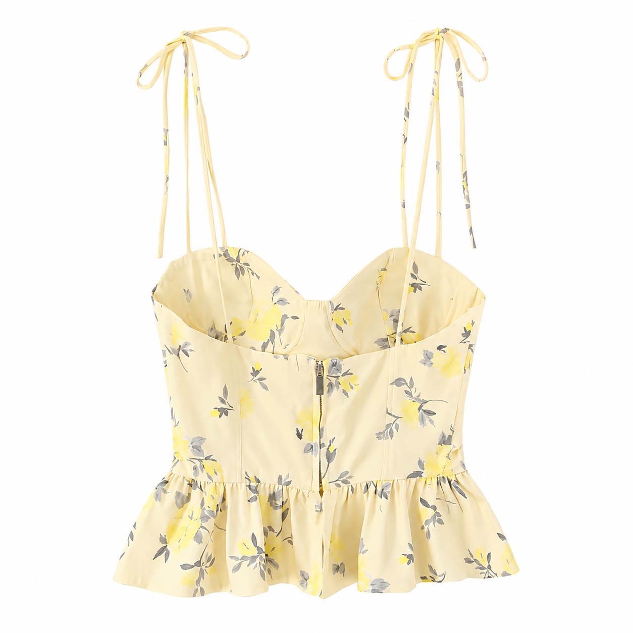 Lunéa Floral Corset Top Gelb – Elegantes Damen Bustier mit Blumenmuster