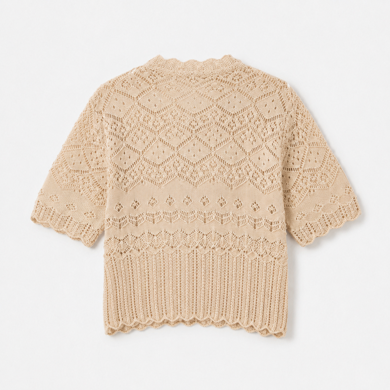 Amélie Lace Knit Cardigan Beige – Elegante Damen Strickjacke im Vintage Stil