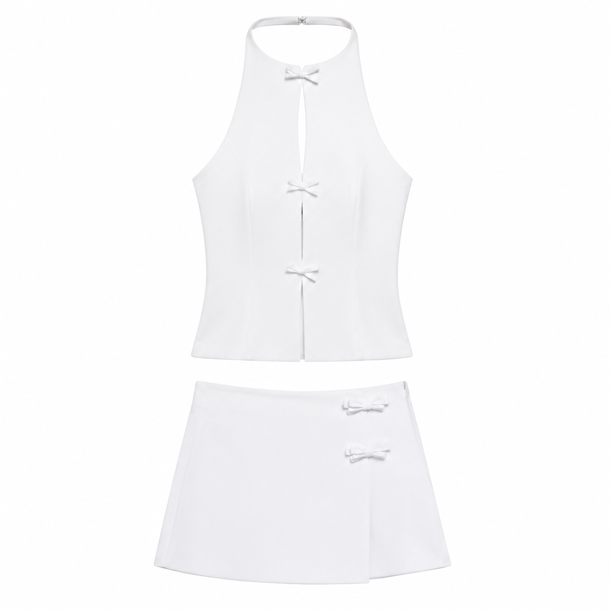 Elisé Bow Set – Feminines Damen Zweiteiler Set mit Schleifen Details
