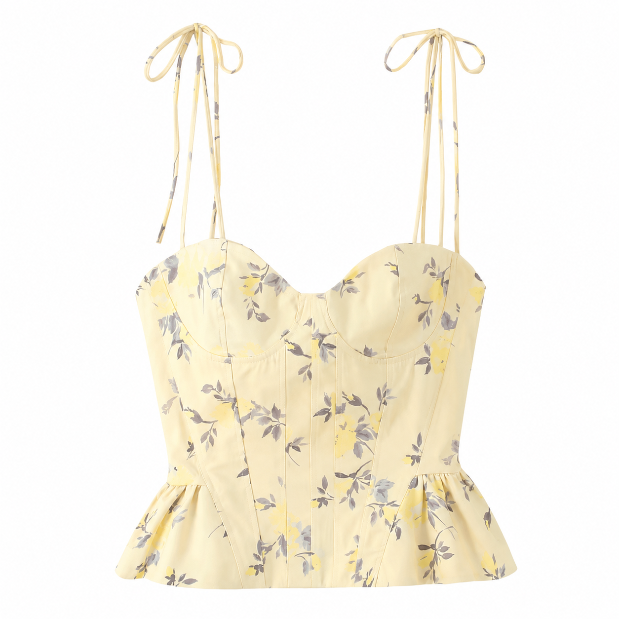 Lunéa Floral Corset Top Gelb – Elegantes Damen Bustier mit Blumenmuster