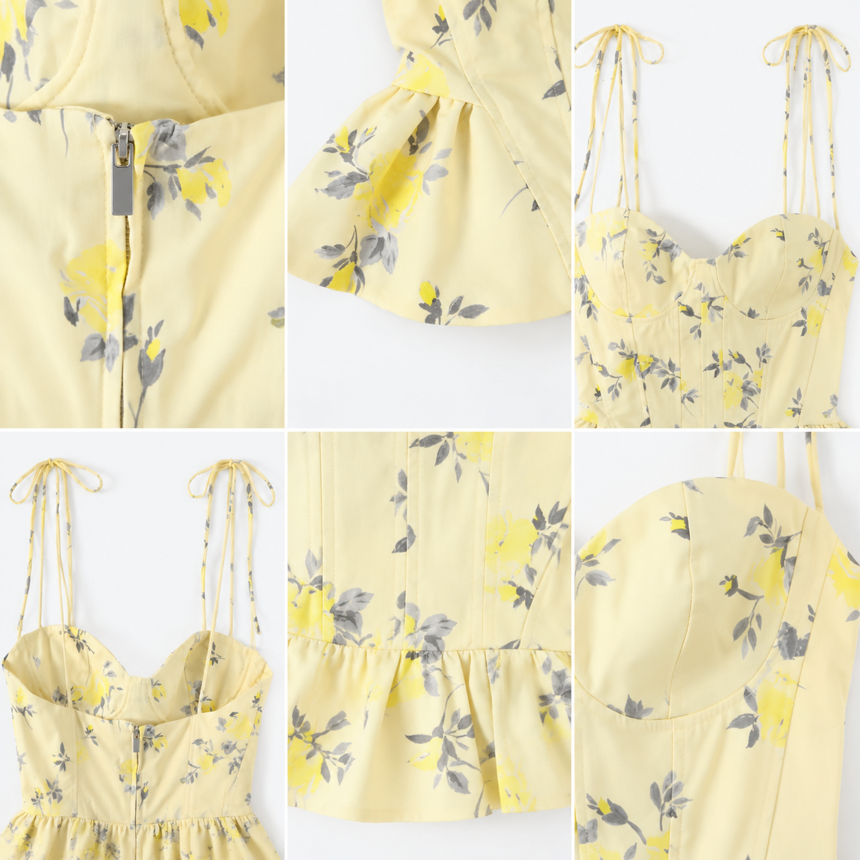 Lunéa Floral Corset Top Gelb – Elegantes Damen Bustier mit Blumenmuster
