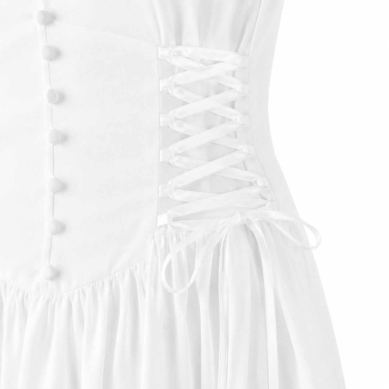 Bianca Kleid – Elegantes Sommerkleid in Weiß mit Taillierung und Knopfleiste