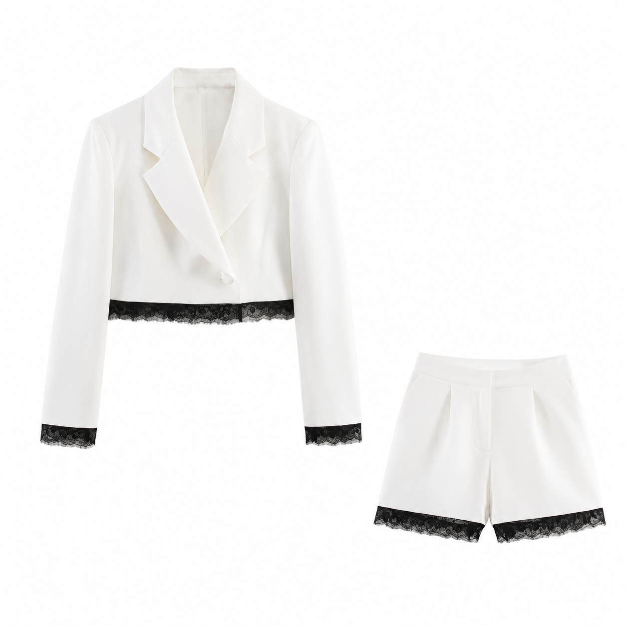 Celina Set – Elegantes Blazer & Shorts Set mit Spitze