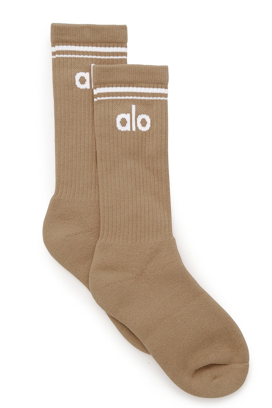 Retro Cotton Ribbed Yoga Socks with Logo Detail | Unisex Mid-Calf Sports Crew