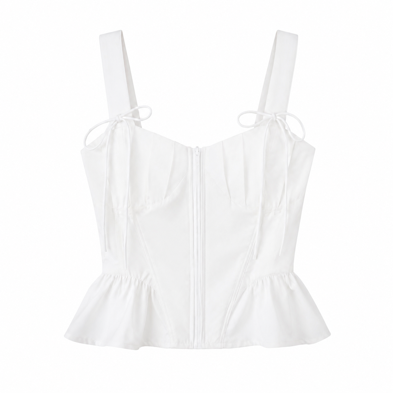 Aveline Weißes Corset Top – Elegantes Damen Bustier mit Schleifen & Peplum